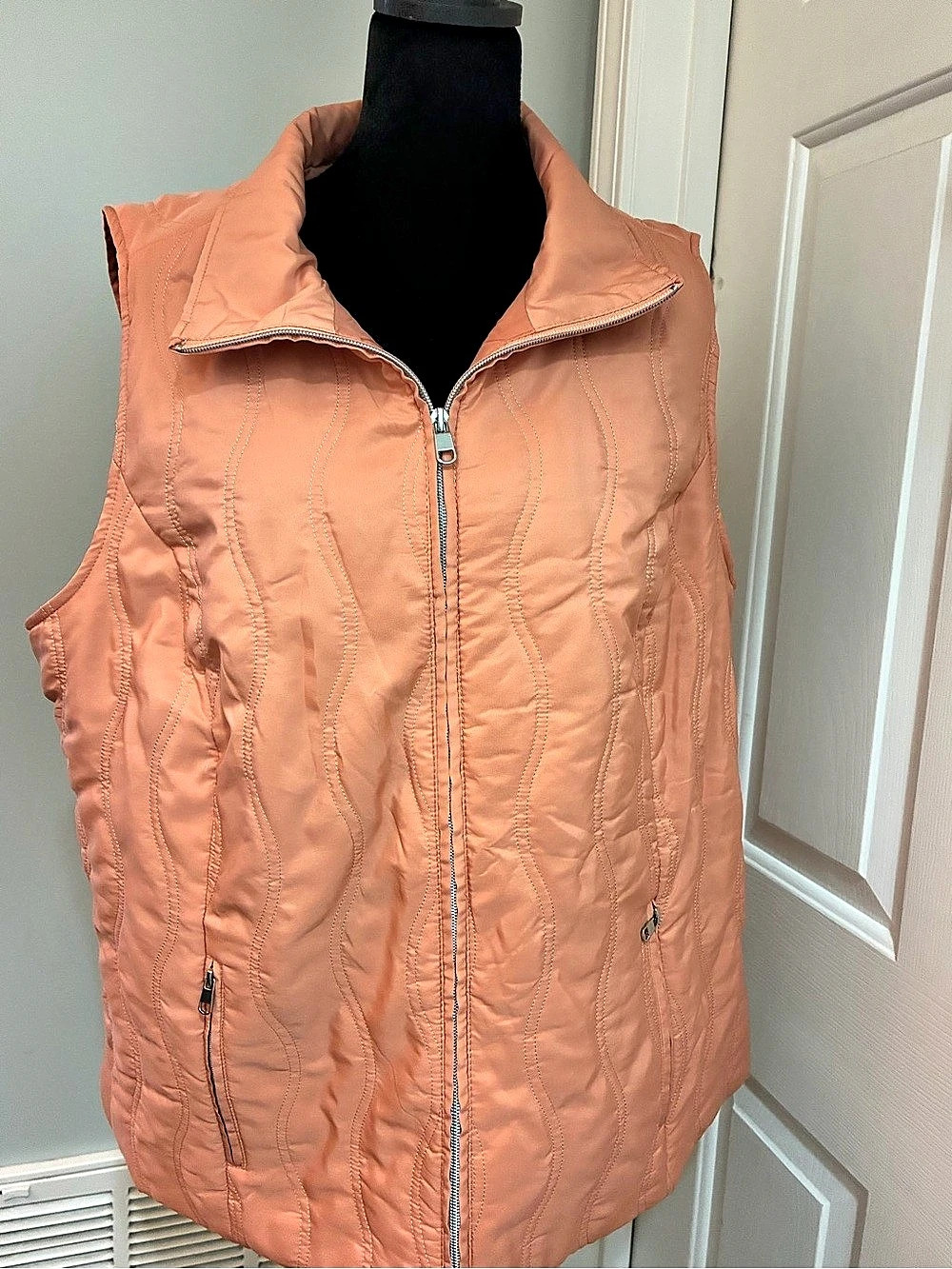 cj banks Quilted Zip Vest Peach 1X Like New